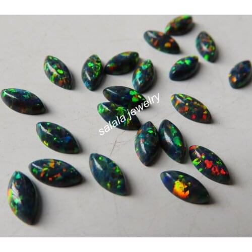 100pcs/lot 3x6mm Marquise Opal OP32 Black Fire Opal Marquise cut Opal Synthetic Marquise Cabochon Fire Opal for Jewelry