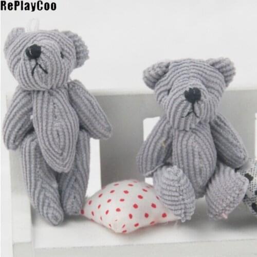 100PCS/LOTMini Teddy Bear Stuffed Plush Toys Small Bear Stuffed 6cm Gray Teddy Bears Stuffed Plush Pendant Kids ToysGifts GMR050