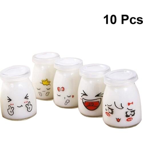 150ml Lovely Pudding Bottle Glass Heat-resistant Yogurt Containers Cup Jelly Jar for Home Shop (Random Pattern)