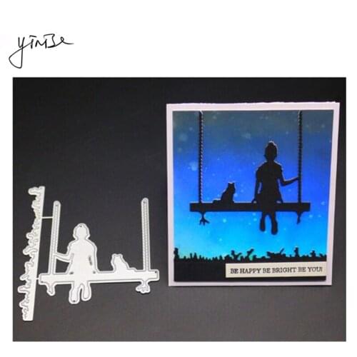 165 Swing Girl Cat SCRAPBOOK Metal Cutting Dies For Scrapbooking Stencils DIY Album Cards Decoration Embossing Folder Die Cuts