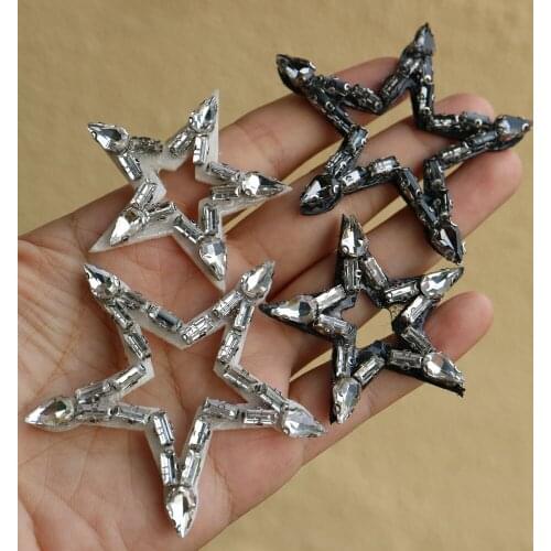 4pc/lot star beaded rhinestone Patches for Clothing sew on rhinestone parches stars Appliques Decoration Badge parche diy