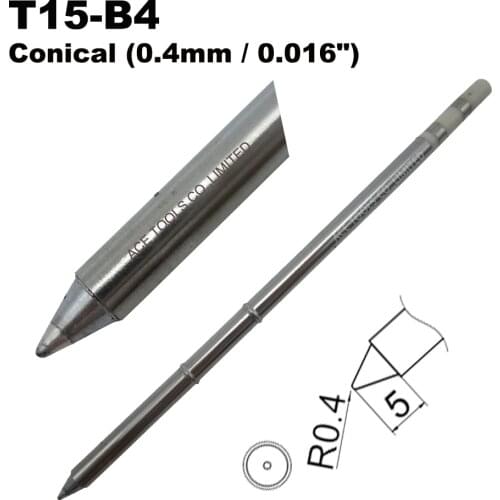 5 PCS T15-B4 Conical 0.4mm Soldering Tip for HAKKO FX-951 FX-950 FX-952 FX-9501 FM-2028 FM2027 Pencil Iron Handle Replacement