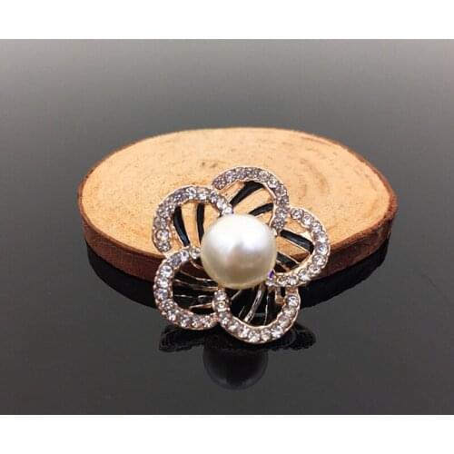 50pcs Pearl Crystal Buckle Button Accessories Plum Blossom Flower Wedding Brides Dress Bag Shoes Decor Hairpin Hiar Clip Crafts