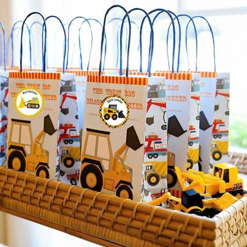 500pcs/roll Sticker Construction Excavator Forklift Mixer Truck Happy Birthday Baby Shower Kids Boys Birthday Party Supplies