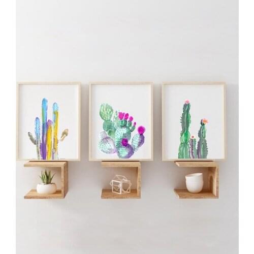 Watercolor Cactus Print Succulent Plants Posters Colorful Cactus Art Canvas Painting Botanical Wall Picture Home Wall Art Decor