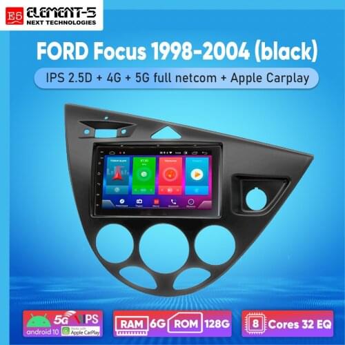ELEMENT-5 7" 6G+128G Android 10 4G NET WIFI RDS DSP Car Radio For FORD Focus 1998-2004 (black) GPS HiFi