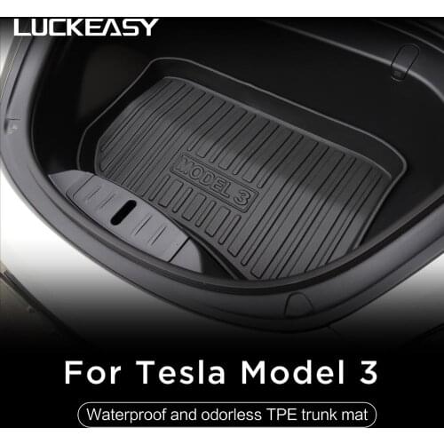 LUCKEASY For Tesla Model 3 2017 2018 2019 TPE Car Waterproof and odorless TPE trunk mat / Front box 1pcs/set