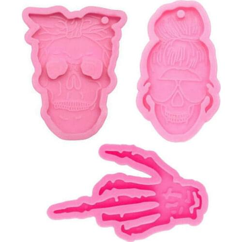 Skull Middle Finger Glossy Mold Diy Keychain Charms Sunglasses Women Skull Pendant Silicone Molds Jewelry Accessories Making