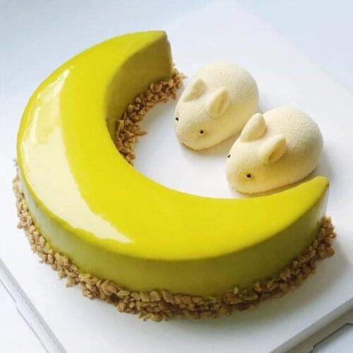 Chine Mid-Autumn Moon Mold Rabbit Silicone Mold Semi-circle Flow Center Mold Candle Mold 2021 Easter Bunny Cake Mold Silicone