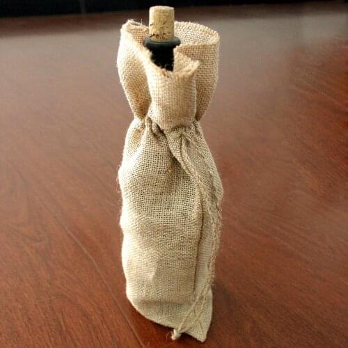 Jute Burlap Wine Bottle Bag Natural 15*36cm (Set of 2)