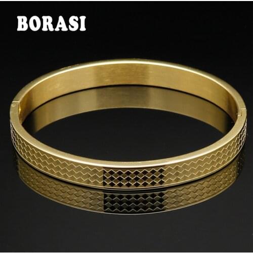 European Fancy Style Gold Color Love Couple Bracelet Stainless Steel Women Men Jewelry Trendy Brand Bracelets & Bangles