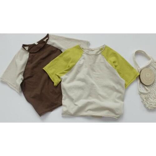 2020 New Girls Boys Patchwork T-Shirt Cotton Fashion Cotton Kids Top 2-7t QH676