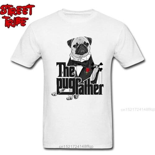 Dog Pugfather T-shirt Man Hip Hop Animal Pug Print Tshirt Funny Godfather Men T Shirt Cartoon Old School Style Cotton Streetwear