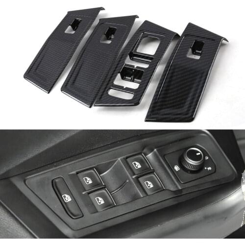 Chrome Window Lift Button Trim Cover For Volkswagen T-Roc T Roc 2018 - 2020 Carbon Look Sticker Frame Accessories