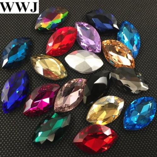 5x10mm,7x15mm,9x18mm,13x27mm,17x32mm Navette Crystal Fancy Stone Pointback Marquise Horse Eye Glass Crystal Stone For DIY Making
