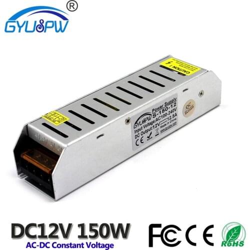 DC Power Supply 12V Voltage Transformer AC100V-240V to DC12V 150W 12.5A Power Adapter for LED billboard dispaly strip Light CCTV