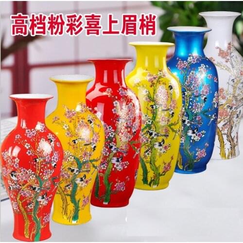 Jingdezhen Ceramics China Red Peony vase wedding gift modern home crafts ornaments