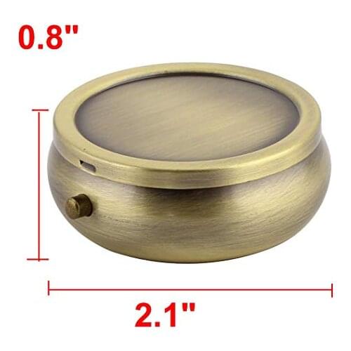 Metal Round Shaped 3 Grid Moistureproof Medicine Holder Pill Storage Box Bronze Tone