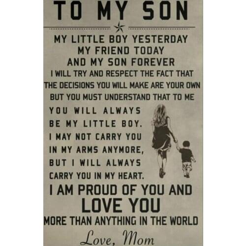 To My Son Mom And Son Motivation Quote Art print Silk poster Home Wall Decor
