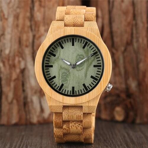 Modern Wooden Green Dial Men Wristwatch Quartz Analog Movement Clock Luminous Pointers Clock Full Wood Bracelet for Male Present