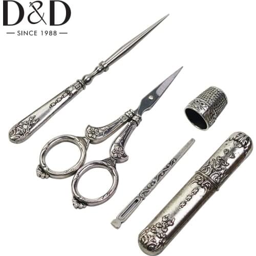 5Pcs/lot Sewing Tool Kit For Sewing Scissors & Metal Needle Case & Thimble DIY Tailor Craft Sewing Needlework Tools