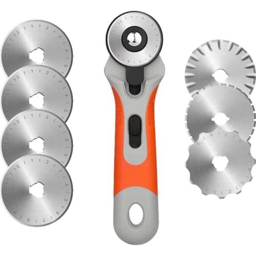 45mm Rotary Cutter Set, Rotary Cutter with 7 Replacement Blades for Cutting, Perfect for Cutting Fabric, Leathers