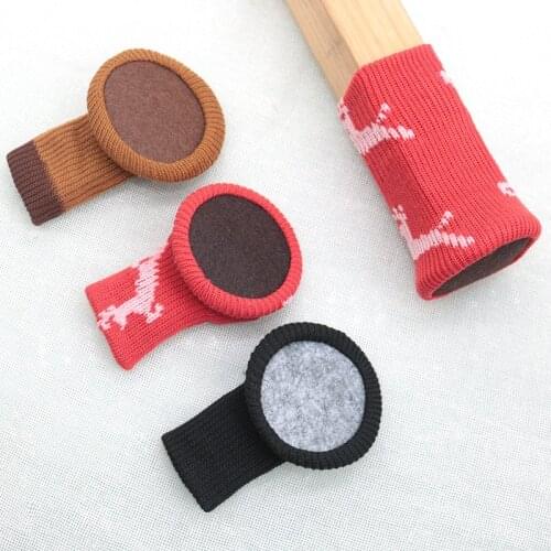 4pcs Table Chair Foot Pad Foot Cover Protective Cover Knitted Socks Mute Wear-resistant Non-slip Mat Home Mat Double Thickening