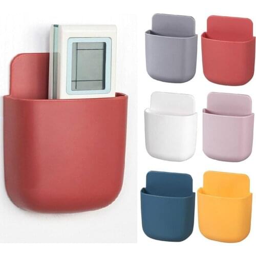 Punch free Wall Mount Storage Rack Small Shelf Remote Control Air Conditioner Storage Case Phone Holder Container Bath Kitchen