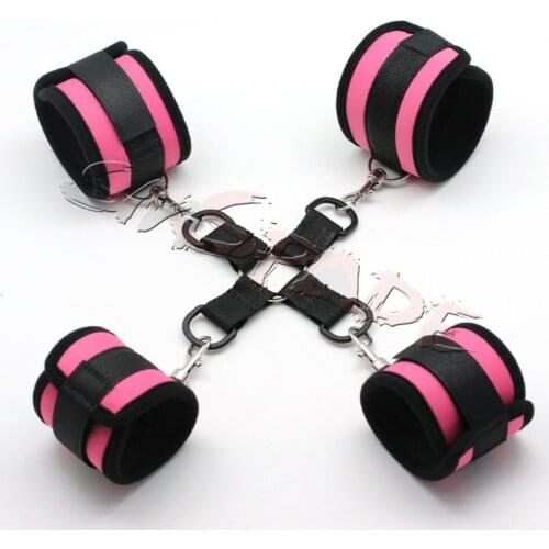 Pink neoprene sex restraints system for couples,super soft hog tie,bedroom sex restraint system for beginners,adult sex products