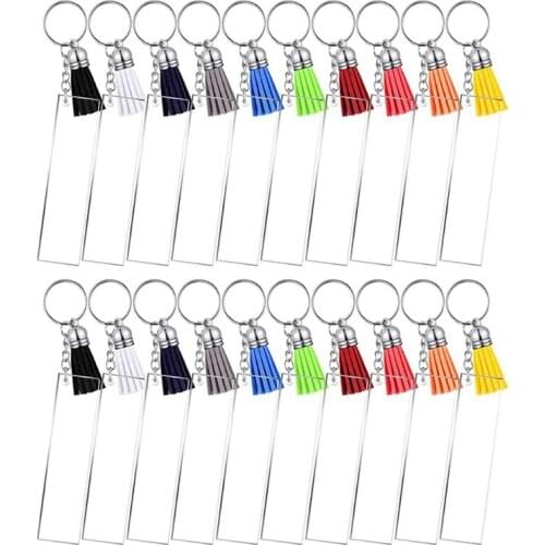New DIY Crafts Multicolor Tassel Pendant Rectangular Acrylic Keychain