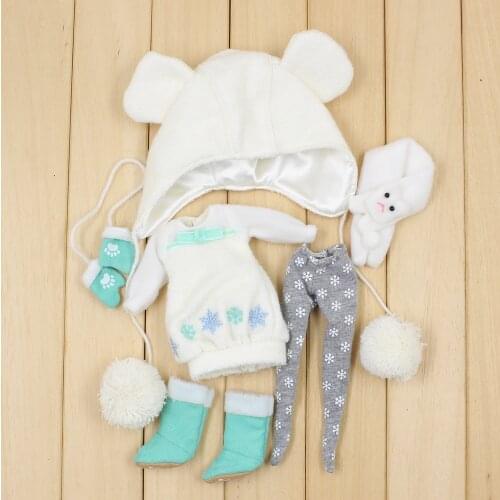Outfits for ICY DBS Blyth doll Snow clothes including dress leggings hat shoes gloves and scarf for 1/6 BJD NEO