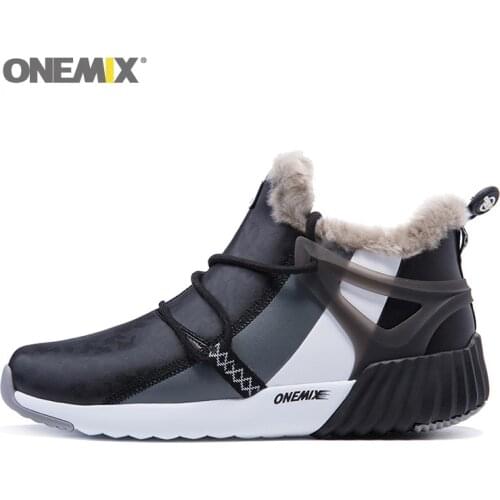 Onemix Mens Running Boots Winter Outdoor Sports Shoes High-Top Lace Up Lightweight Breathable Sneakerse Jogging Trainers Shoes