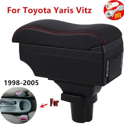 Car Arm Rest Storage Box For Toyota Yaris Vitz 1998-2005 Hatchback Centre Console Storage Armrest Box with USB LED