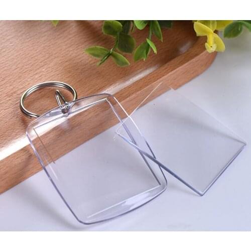 Clear Acrylic Plastic Blank Keyrings Insert Passport Photo Frame Keychain Picture Frame Keyrings Party Gift LX2329