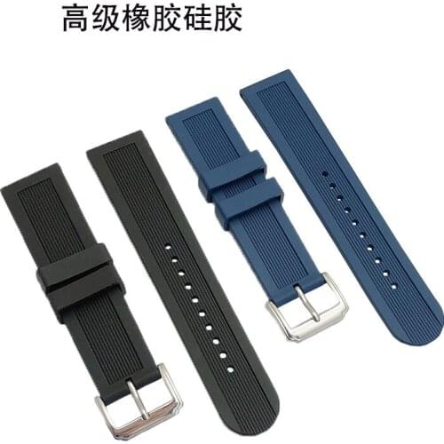 24mm rubber silicone soft strap pin buckle tape suitable for flat straight mouth Omega TAG montblanc strap bracele19MMt