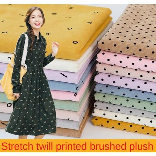 Printed Twill Grinding Wick Velvet Fabric Elastic Sofa Jacket Cloth Brocade Thickened Handmade DIY Black White Blue Sewing