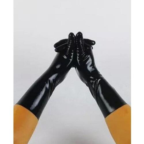 Sexy exotic lingerie women men unisex rubber clothing latex five fingers short gloves zentai costume outdoor club wear