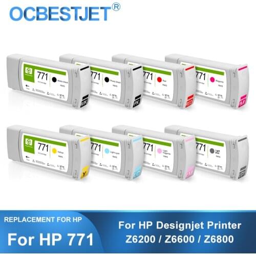[Third Party Brand] 8 Pieces/Set For HP 771 Replacement Ink Cartridge For HP DesignJet Z6200 Z6800 Printer 775ML/PC