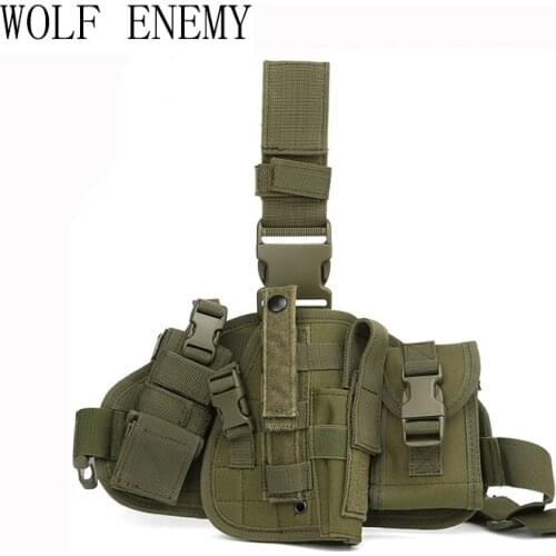 Army Tactical Universal Adjustable Hunting Pistol Molle Drop Leg Stickers Design Nylon Platform Panel w/Pistol Holster Bag Pou