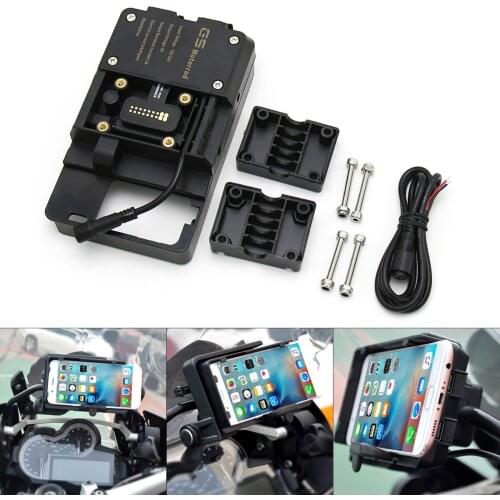 Universal Motorcycle Mobile Phone USB Charging Holder Adjustable Navigation Bracket BMW R1200GS GSA R1200R R1200RS S1000R XR