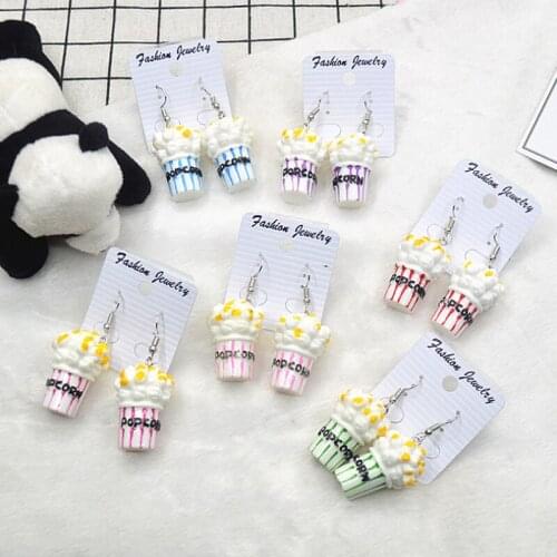 Korean Lovely Cartoon Imitation Popcorn Hanging Dangle Earrings For Women Girls Fashion Ladies Jewelry Accessories