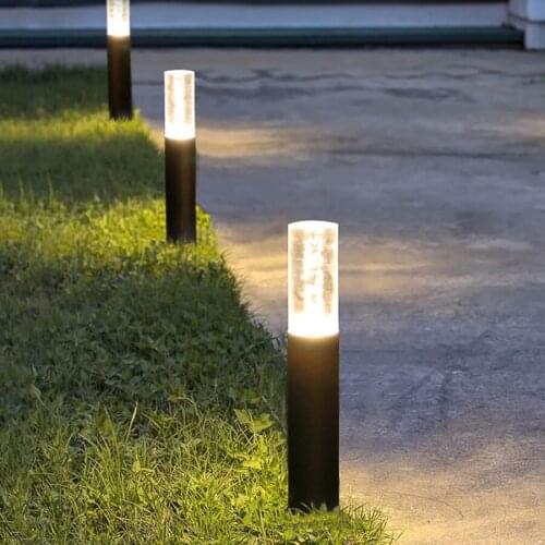 Waterproof LED Garden Lawn Light Modern Aluminum Pillar Light Outdoor Courtyard Villa Landscape Pathway Lawn Bollards Lights