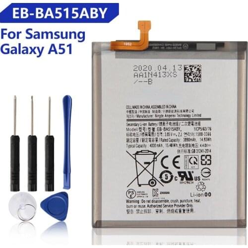 Original Samsung Replacement Battery EB-BA515ABY For Galaxy A51 Genuine Phone Battery 4000mAh