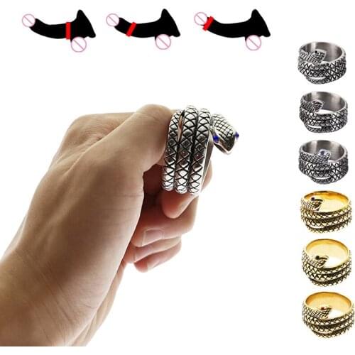 Snake Cock Ring Stainless Steel Cobra Glans Ring Male Chastity Ring Sex Ring Delay Premature Ejaculation Erection