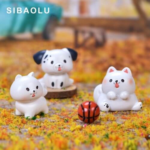 1pc Dog Puppy Pomeranian Resin Figurine Cartoon Animal Model DIY Home Decor Miniature Garden Cake Decoration Accessories Figure