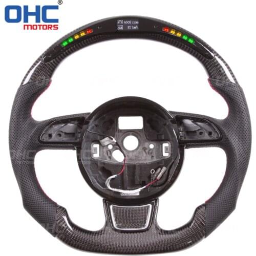 100% Real Carbon Fiber LED Display Steering Wheel compatible for A1 A2 A3 A4 A5 S3 S4 S5 RS3 RS4 RS5