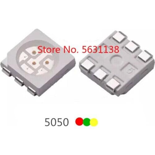 100PCS 5050 RGY LED PLCC-6 common anode ( RED+GREEN+YELLOW ) 0.2W 60mA light beads lamp cree COB chip led power led Light Beads