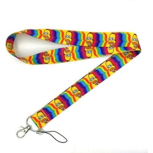 20pcs Funny Cartoon Charaters Rainbow Color Funny art Lanyard Neck Key Strap for Phone Keys ID Card Cartoon webbings ribbons