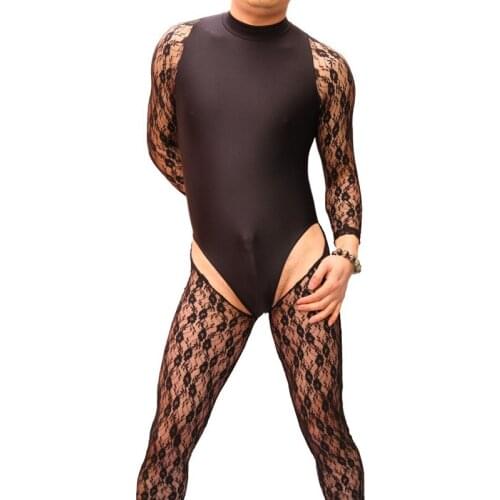 2018 New Sexy Personality Black Tights Pattern Lace Stitching Body Shaping Underwear