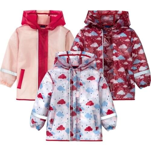 2019 Spring Jacket Girls Print Hooded Waterproof Rain Baby Boys Coats TPU Sport Kids Windbreaker Autumn Children Outerwear